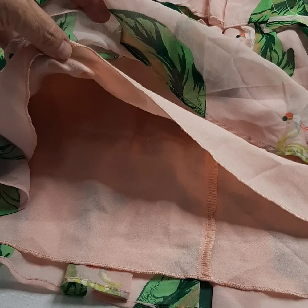 The Webster Miami Flamingo Ruffle Skirt sz S